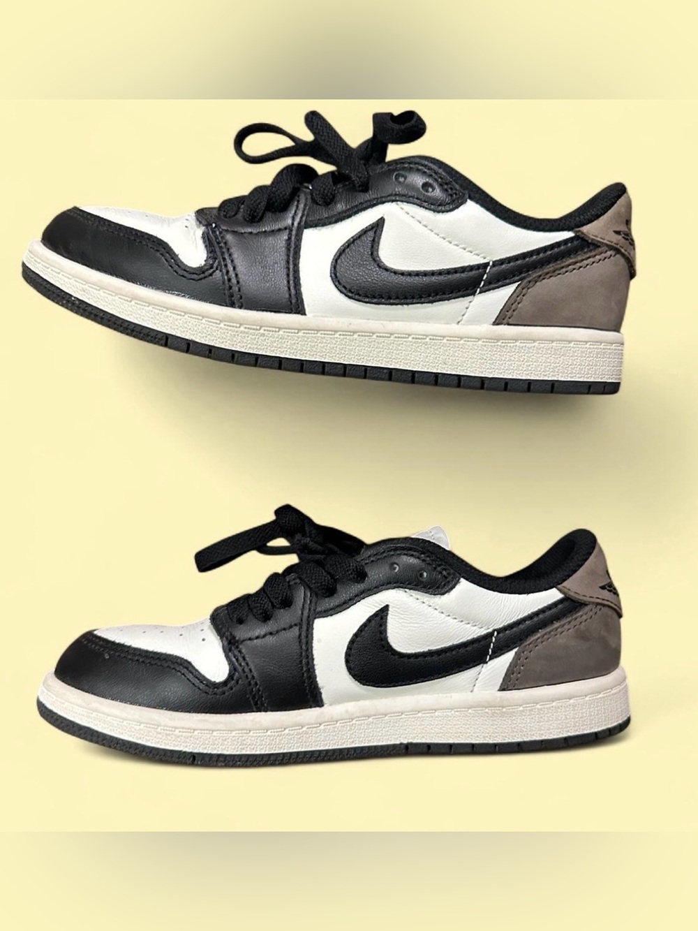 Nike Kids Low-Top Sneakers in Black White and Taupe Accents